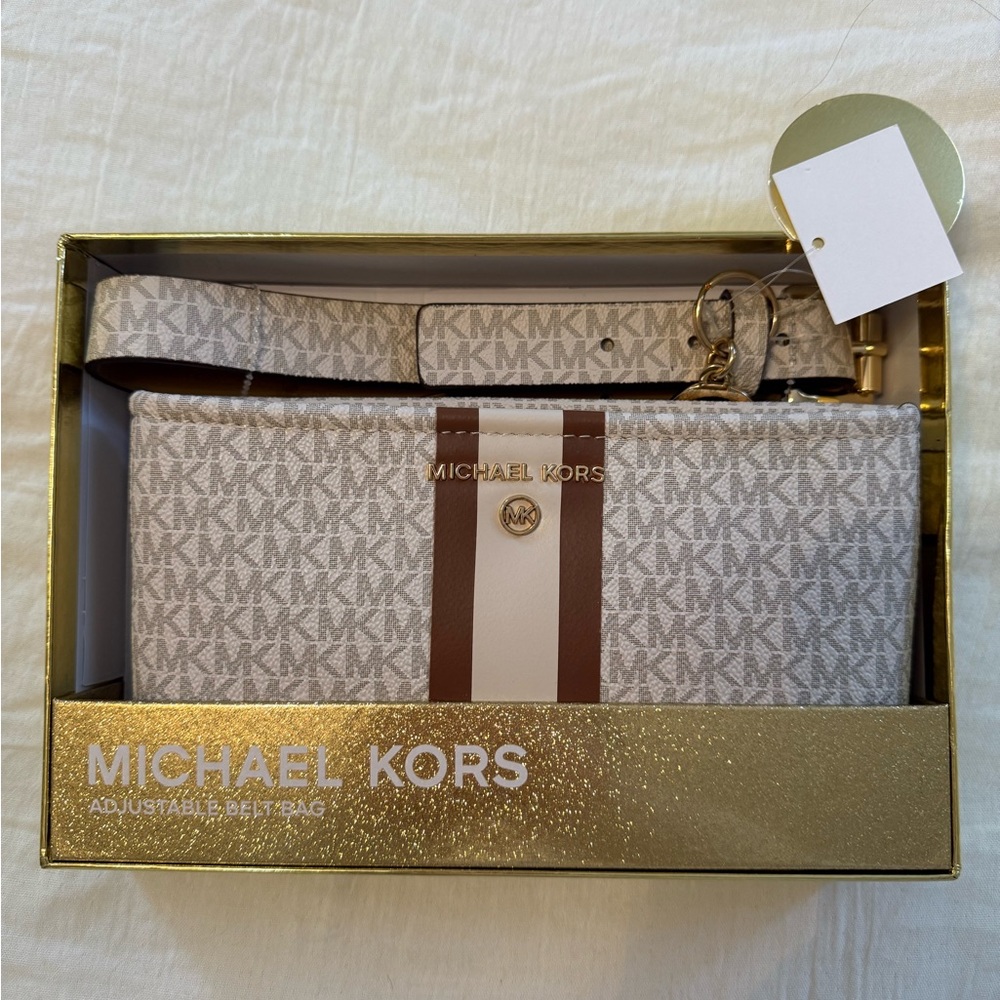 Michael Kors Beige and Brown Belt Bag